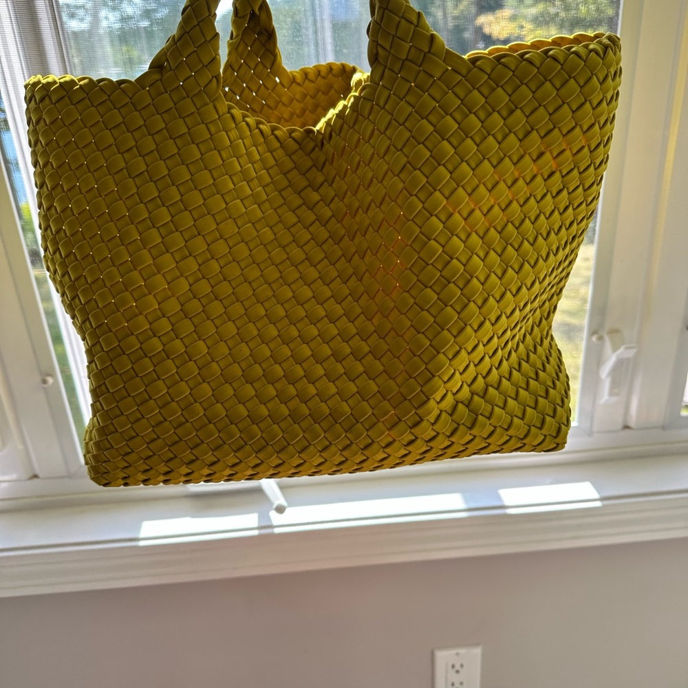 Yellow Woven Tote Bag